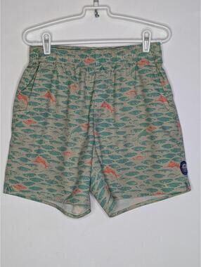 AFTCO Green Orange Swordfish Swim Trunks S